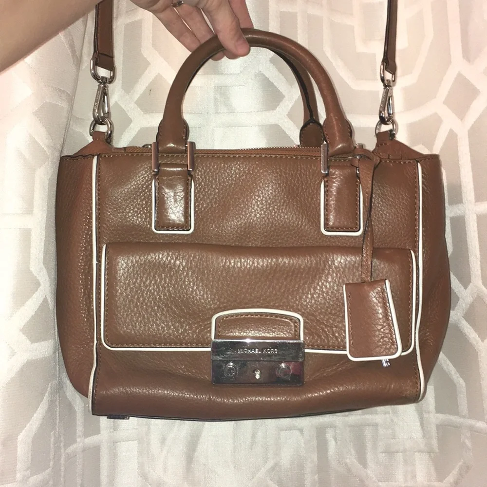 MK Leather Belted Satchel - Picture 1 of 8
